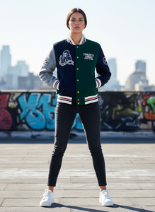 Chaqueta Varsity Urban Ghost Club para Hombre, Estilo Urbano, Diseño de Bloques de Color con Parches Bordados, Cuello Camisero, Corte Regular, para Otoño - Product Image 5