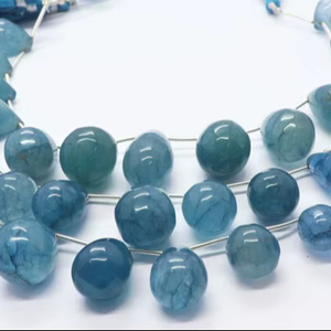 ลูกปัดควอตซ์สีน้ำเงินธรรมชาติทรงหยดน้ำเรียบเนียนขนาด 10x15-15x21 มม. ลูกปัดพลอยควอตซ์สีน้ำเงินทรงหยดน้ำขนาด 8 นิ้ว สำหรับทำเครื่องประดับ - Product Image 1