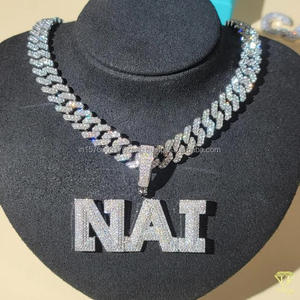 Collier pendentif de luxe en moissanite et diamant « Ashley » en argent, bijoux hip-hop, vente en gros - Product Image 6