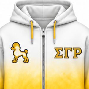เสื้อฮู้ดดี้สีขาวทองลายไทไดของ Sigma Gamma Rho สำหรับผู้หญิง ทรงโอเวอร์ไซส์ พิมพ์ลายกราฟิกสมาคมนักศึกษากรีก เสื้อสเวตเชิ้ตแบบสวมหัว สไตล์ลำลอง สามารถสั่งทำได้ - Product Image 4