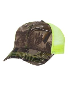 Unisex Camouflage Trucker <b>Cap</b> Mesh Fabric Adjustable Back Outdoor Casual Spring Summer 6-Panel Hat Neon Green Trim - Product Image 6