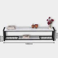Mueble de TV de Lujo para Sala de Estar, Estructura de Hierro con Recubrimiento en Polvo, Soportes en Forma de L Modernos y Minimalistas, Muebles para el Hogar de Alta Calidad en Madera