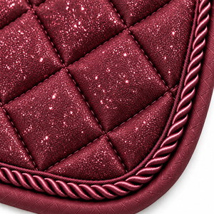 Tapis de selle de dressage bordeaux matelassé avec rembourrage en polyester, coque synthétique, style saut d'obstacles, protection pour cheval, sangle de ventre incluse - Product Image 5