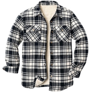 Chemises en flanelle à carreaux pour hommes, hiver, coton, épaisse, doublure en polaire, manches longues, chemise à carreaux rouges pour homme - Product Image 2