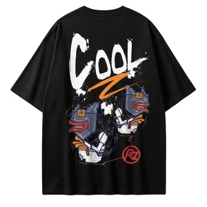 Camiseta de Hombre Negra de Corte Holgado, Manga Corta, Cuello Redondo, con Estampado de Letras, Estilo Urbano, Gráfico - Product Image 4