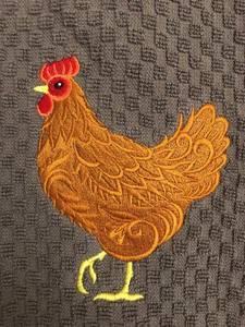 Paño de cocina bordado con diseño de gallina, tejido gofrado, de algodón de rizo, toalla de mano, en colores blanco, marfil, marrón claro, gris, marrón oscuro, negro, rosa, verde, azul - Product Image 3
