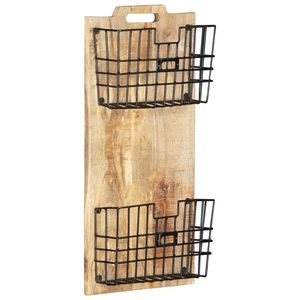 Porte-revues mural en bois de manguier brut massif 13 "x 3.9" x 26.4" - Product Image 1