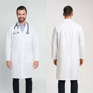 Batas de Laboratorio Blancas de Manga Larga de Poliéster y Algodón para Hombre, Uniformes Médicos Personalizados al por Mayor para Hospitales, Enfermeros, Doctores y Farmacéuticos - Product Image 1