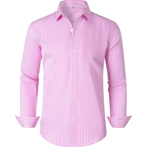 Chemise à manches longues rayée et boutonnée, résistante aux plis, pour homme, décontractée et habillée - Product Image 2