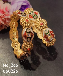 Meenakari <b>Bangle</b> Geometric Design Bezel Setting | <b>Copper</b> Alloy Traditional Indian Bridal Jewellery Trendy Style Women's <b>Bangles</b> - Product Image 1