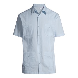 เสื้อเชิ้ตแขนสั้นผู้ชาย สีพื้น ทรงปกติ ผ้าฝ้ายป๊อปลิน 100% ระบายอากาศได้ดี มีกระเป๋าหน้า - Product Image 1