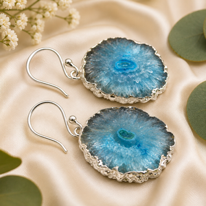 Womens Royal Fashion Natural Solar Quartz Flower Shape Silver Electroplated Drop Earring For Girls Wholesale Jewelry For India - Product Image 2