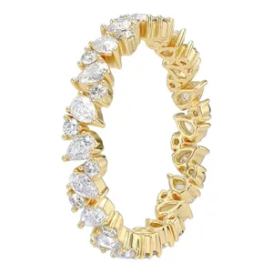 Anillo de Boda de Eternidad Completa Alternante con Diamantes Cultivados en Laboratorio de 1.50ctw, Oro de 14K, Certificado IGI, para Mujer, de EtherStar Jewels - Product Image 1