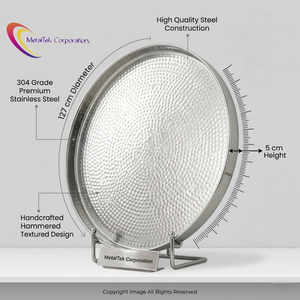 New Stainless Steel 304 Premium Hammered Round Serving <b>Tray</b> <b>Large</b> Decorative Metal Platter Custom Finish Wedding Tableware <b>Trays</b> - Product Image 3