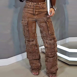 Pantalon cargo femme orné de strass, haute qualité, coupe tendance, style dernier cri - Product Image 6