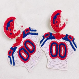 ต่างหูประดับลูกปัดลายแมวป่า งานแฮนด์เมด สีน้ำเงินและสีขาว ต่างหูสำหรับแฟนทีม Nittany Lions เครื่องประดับสำหรับวันแข่งขันจากอินเดีย - Product Image 3