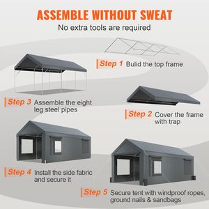 Tettoia per Camion Extra Large 12 X 20 ft, Carport Portatile con Finestre Ventilate e Pareti Laterali Rimovibili Impermeabili - Product Image 6