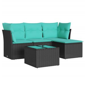 Divano da 5 pezzi in Poly Rattan nero con cuscini eleganti mobili da esterno - Product Image 2