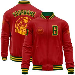 Chaqueta Varsity Roja, Amarilla y Negra Directo de Fábrica, Chaqueta de Béisbol con Logotipo Personalizado, Mezcla de Lana, Proveedor de Ropa Deportiva de Marca Privada - Product Image 1