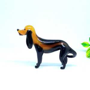 Handblown Glass <b>Dog</b> <b>Figurine</b> Black and Amber Animal Decor Handmade Craft Art Piece - Product Image 4