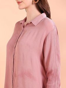 Camisa Holgada de Manga Larga con Cuello Abotonado, Estampado Tie-Dye, Hecha a Mano, de Rayón, para Mujer, Marca Maaesa - Product Image 3