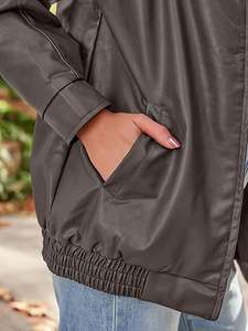 Chaquetas Extra Grandes de Cuero Genuino para Mujer, Color Gris, Chaquetas de Alta Calidad para Mujer, Abrigos de Motocicleta a la Moda al por Mayor, Logotipo Personalizado OEM - Product Image 5