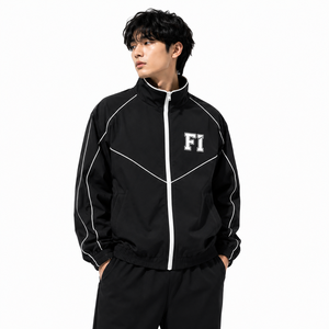 Ensemble de survêtement coupe-vent léger en nylon personnalisé pour homme, ensembles de jogging en polyester, vestes et pantalons de jogging réfléchissants à fermeture éclair pour homme - Product Image 2