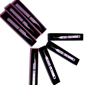 GETUP BROSONS IMPEX Pink Isolation/90/ Degree Stainless Steel Eyelash Tweezers Precision Tool World Peace Edition Packaging - Product Image 5