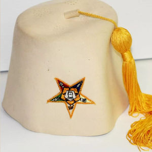 Chapeau Fez Blanc Vintage OES Eastern Star Style Shriner avec Pompon Jaune, Chapeau Maçonnique de Haute Qualité, Personnalisé, Meilleure Vente - Product Image 3