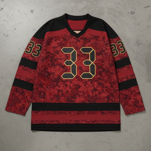 Streetwear noir camouflage, design imprimé par sublimation intégrale, vêtements de hockey sur glace camouflage, maillot Canada USA - Product Image 3