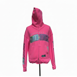 Sudadera con capucha para hombre al por mayor, de alta calidad, con cremallera, lavado ácido, bordado desgastado, poliéster/algodón, oversize - Product Image 3