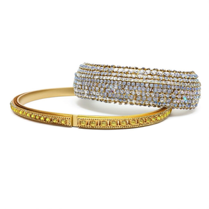 Designer Gold Plated Crystal Stone <b>Bangle</b> <b>Set</b> Sparkling Crystal Stones for Festive Occasions 10575602DGR_2.8 - Product Image 2