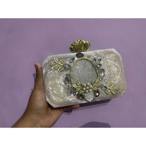Elegant <b>Green</b> Resin <b>Clutch</b> <b>Bag</b> with Gemstone and Crystal Embellishment <b>for</b> Party and <b>Wedding</b> Occasions - Product Image 2