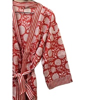 Kimono Wanita Katun Murni, Pakaian Tidur Musim Panas, Gaun Pantai, Kerah V, Gaya India, Pinggang Elastis, Bernapas, Untuk Penggunaan Sehari-hari