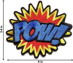 Patch brodé thermocollant Pow, forme irrégulière, style bande dessinée coloré, appliqué pour cadeaux - Product Image 2