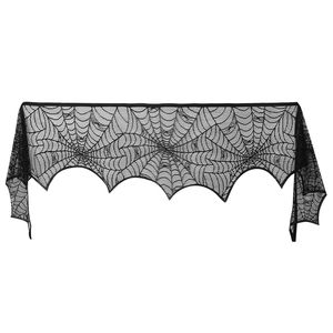 1 unidad de decoración de Halloween: Manta de encaje negro con telaraña para chimenea, 96 x 18 pulgadas, suministros festivos para fiestas - Product Image 6