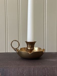 <b>Brass</b> <b>Candlestick</b> <b>Holder</b> Classic Design Home Decoration Metal Candle <b>Holder</b> with White Candle on Table - Product Image 4