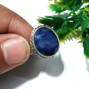Natural Blue Sapphire Gemstone <b>Ring</b>, 925 Sterling <b>Silver</b> Faceted Gemstone <b>Ring</b>, <b>Statement</b> <b>Rings</b>, Handmade Jewelry - Product Image 6