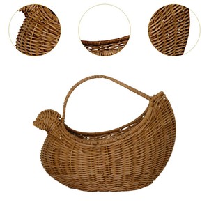 Cesta de Mimbre Vintage con Forma de Gallina para Decoración Rústica, Cesta de Almacenamiento de Ratán, Cesta para Recoger Verduras y Frutas, Cesta para Recoger Huevos - Product Image 3