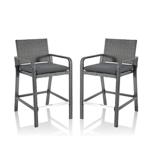 Juego de 2 Sillas de Bar de Ratán Modernas para Exteriores, Sillas Altas de Mimbre para Patio con Cojines - Product Image 1