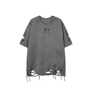 Camisetas de manga corta para hombre, estilo streetwear, hombros caídos, oversize, lavado ácido, vintage, desgastadas, venta al por mayor - Product Image 2