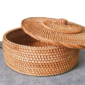 Wholesale Handmade Woven Fruit Tray Natural Rattan Serving <b>Basket</b> for Fruits Snacks <b>Bread</b> Kitchen Table Organizer - Product Image 2