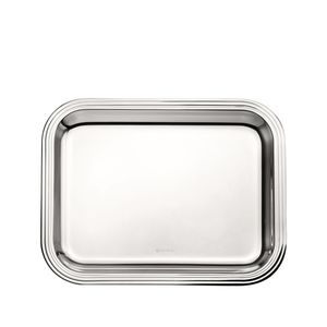 Plateau de service rectangulaire de luxe en métal avec poignées en cristal, plaqué argent, pour mariages, hôtels et décoration en gros - Product Image 4