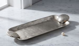 Plateau en argent contemporain minimaliste, texture sculpturale, objet d'art pour la cuisine et la salle à manger - Product Image 3