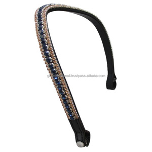 อุปกรณ์ขี่ม้าสำหรับแข่งม้า สายคาดหน้าผากม้าหนังลายคลื่นประดับคริสตัลและหินประกายหรูหรา มีทุกขนาดตามสั่ง - Product Image 5