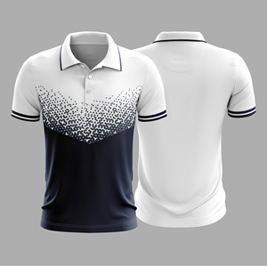 เสื้อยืดผู้ชายสีดำ-น้ำเงิน ลายเรขาคณิต พิมพ์ลายแบบ Sublimation แขนสั้น ระบายเหงื่อได้ดี ทรงปกติ น้ำหนักเบา ต้านเชื้อแบคทีเรีย ด้านหน้า - Product Image 1