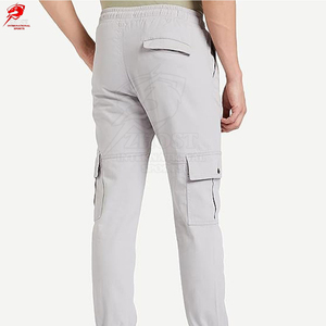 Light Gray Men's Utility Hiking Cargo Jogger Pants Breathable Quick Dry 97% Cotton Drawstring Closure Multiple Pockets Casual - Product Image 2