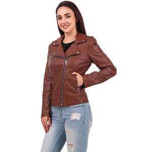 Chaqueta de Cuero para Mujer al por Mayor, Chaqueta de Cuero de Manga Larga, Chaqueta Sólida para Mujer, Diseño OEM con Logotipo, Chaquetas de Cuero Transpirables para Mujer - Product Image 5