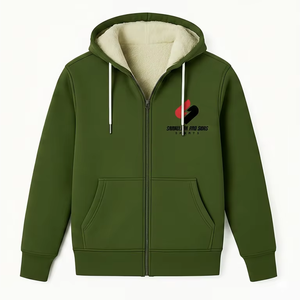 Sudadera con capucha para hombre, de algodón grueso, corte regular, informal, cortavientos, ecológica, con cremallera completa, personalizable - Product Image 1