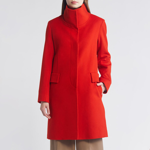 Abrigo Largo de Lana para Mujer, Cuello Alto, Cierre de Botón, Color Sólido, Elegante, para Invierno - Product Image 3